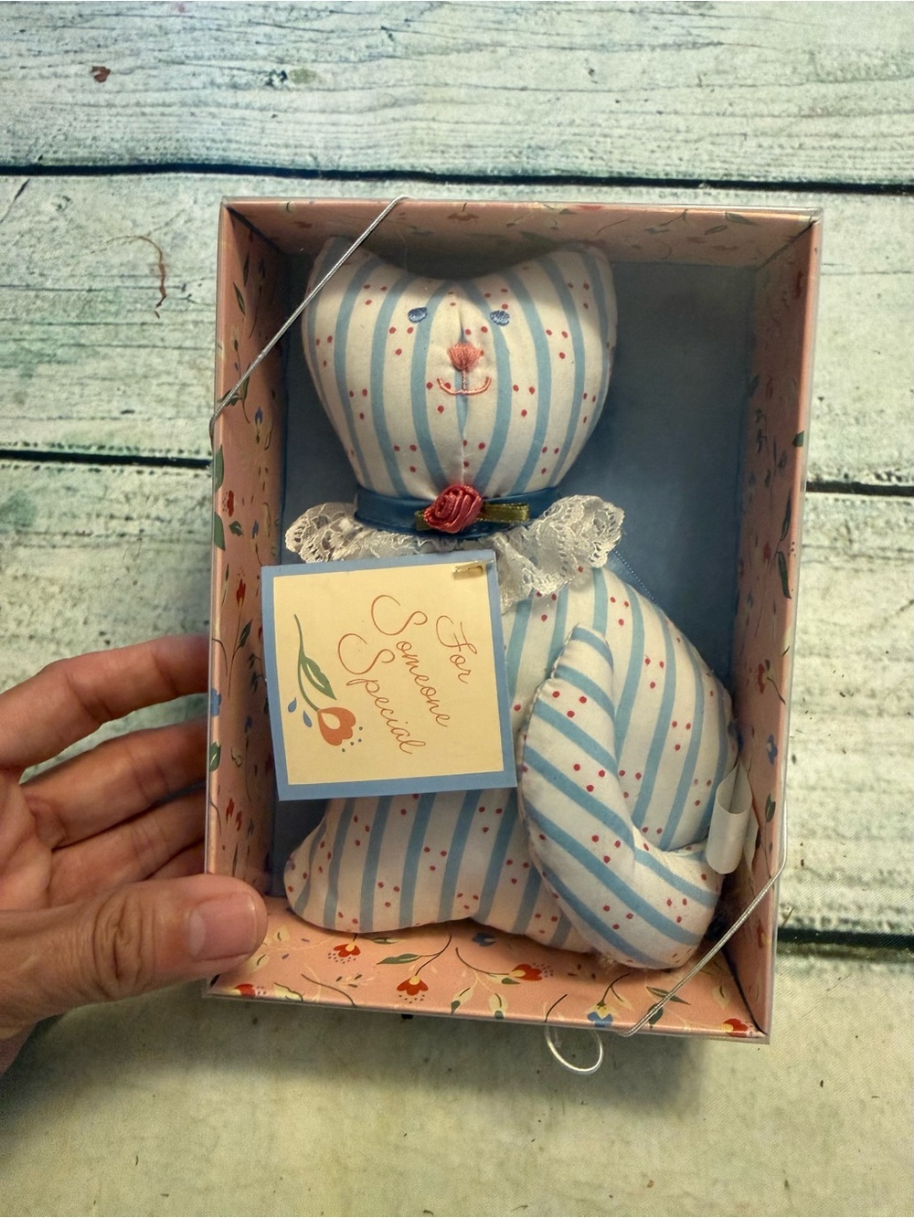 Vintage New Hallmark cute little pattern cat stuffed animal.